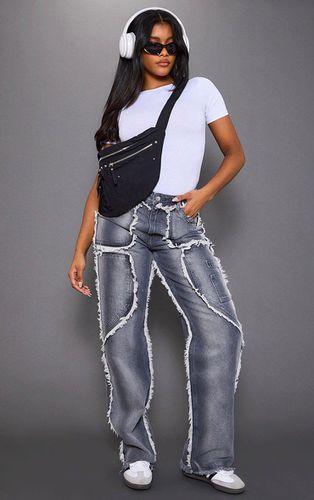 Womens Washed Frayed Edge Wide Leg Jeans - 10 - NastyGal UK (+IE) - Modalova