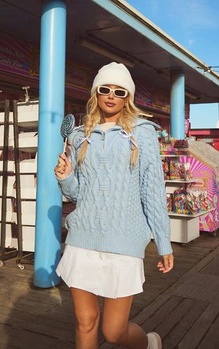 Womens Pastel Half Zip Cable Knitted Jumper - XS - NastyGal UK (+IE) - Modalova
