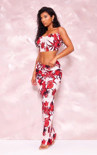 Womens Nude Floral Print Plisse Maxi Skirt - - 8 - NastyGal UK (+IE) - Modalova