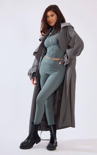 Womens Charcoal Hooded Oversized Woven Trench Coat - - 4 - NastyGal UK (+IE) - Modalova