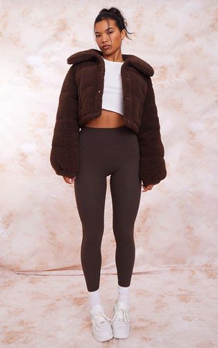 Womens Chocolate Borg Cropped Puffer Coat - - S - NastyGal UK (+IE) - Modalova