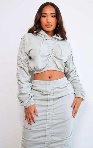 Womens Shape Light Ruched Sweat Long Sleeved Crop Hoodie - 8 - NastyGal UK (+IE) - Modalova