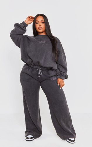 Womens Plus Charcoal Washed Embroidered Joggers - - 16 - NastyGal UK (+IE) - Modalova