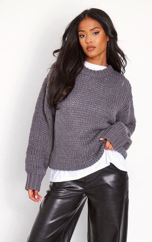 Womens Tall Charcoal Chunky Knit Crew Neck Jumper - - 14 - NastyGal UK (+IE) - Modalova