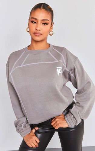 Womens Charcoal Reflective P Printed Exposed Stitching Oversized Sweatshirt - - M - NastyGal UK (+IE) - Modalova