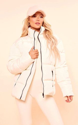 Womens Off White Panelled High Neck Puffer Coat - - M - NastyGal UK (+IE) - Modalova
