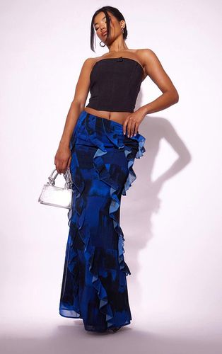 Womens Abstract Print Chiffon Ruffle Detail Maxi Skirt - 4 - NastyGal UK (+IE) - Modalova
