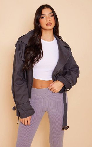 Womens Charcoal Belted Hem Cropped Trench Coat - - 10 - NastyGal UK (+IE) - Modalova