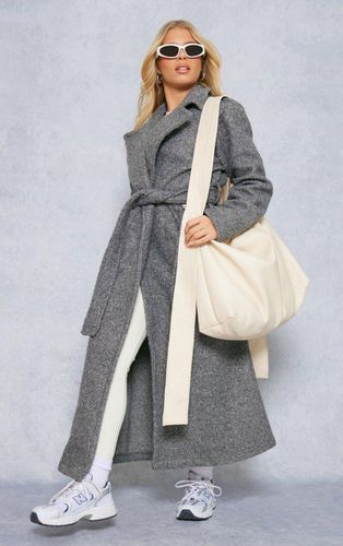 Womens Charcoal Boucle Tie Waist Maxi Coat - - XS - NastyGal UK (+IE) - Modalova