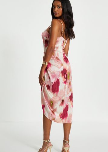Womens Marble Print Drop Shoulder Maxi Dress - - 12 - Quiz - Modalova