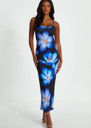 Womens Bold Floral Print Bodycon Maxi Dress - - 10 - Quiz - Modalova
