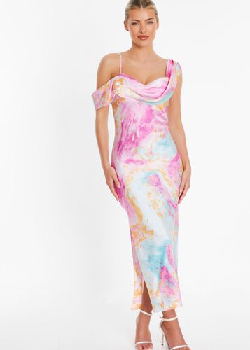 Womens Marble Print Satin Midaxi Dress - - 12 - NastyGal UK (+IE) - Modalova