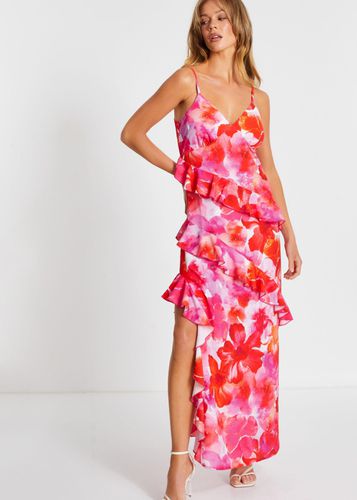 Womens Floral Ruffle Maxi Dress - - 10 - NastyGal UK (+IE) - Modalova
