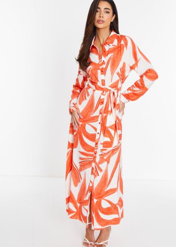Womens Tropical Print Shirt Maxi Dress - - 10 - Quiz - Modalova