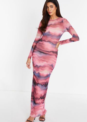 Womens Marble Mesh Ruched Maxi Dress - - 10 - NastyGal UK (+IE) - Modalova