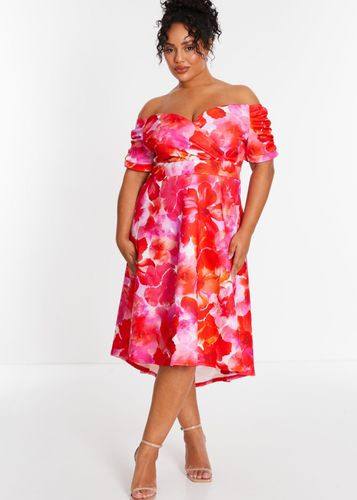 Womens Curve Floral Bardot Dip Hem Midi Dress - - 16 - NastyGal UK (+IE) - Modalova