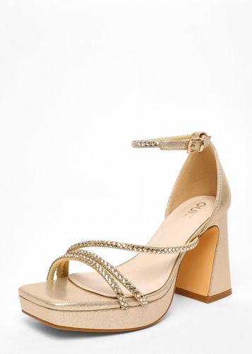 Womens Diamante Strappy Platform Heeled Sandals - - 6 - Quiz - Modalova