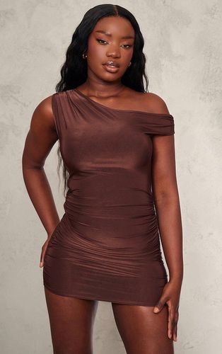 Womens Chocolate Slinky Bardot One Shoulder Cut Out Mini Dress - - 16 - NastyGal UK (+IE) - Modalova