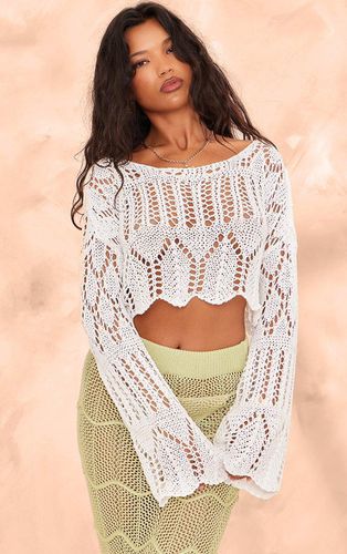 Womens Off White Open Crochet Knit Slouchy Flared Sleeve Jumper - - L - NastyGal UK (+IE) - Modalova