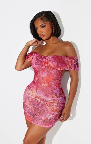 Womens Shape Tropical Printed Mesh Bardot Bodycon Dress - 6 - NastyGal UK (+IE) - Modalova
