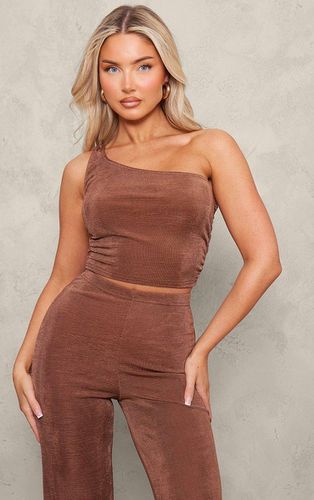 Womens Chocolate Acetate Slinky One Shoulder Ruched Top - - 14 - NastyGal UK (+IE) - Modalova