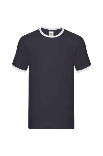 Ringer Contrast T-Shirt - Navy - L - Fruit of the Loom - Modalova
