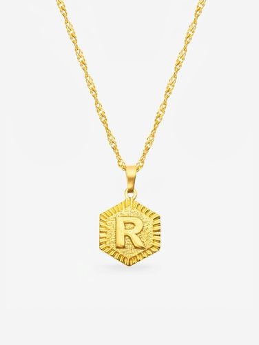 Womens Gold Initial Coin Necklace With Singapore Chain - - 18 inches - MUCHV - Modalova