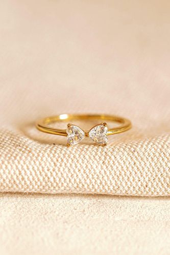 Womens Gold Heart Ring With Small Bow - - S - NastyGal UK (+IE) - Modalova
