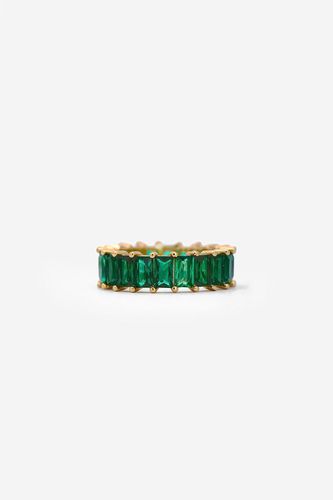 Womens Gold Thick Ring With Emerald Green Stones - - M - MUCHV - Modalova