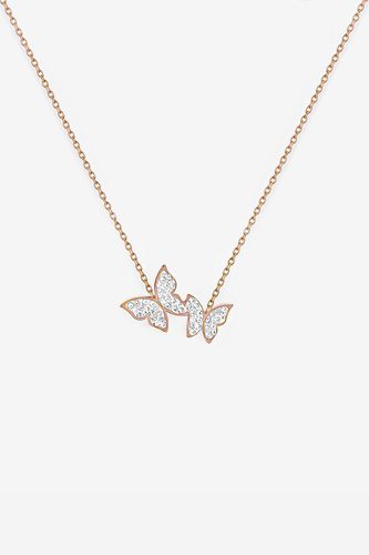 Womens Rose Gold Necklace With Two Butterflies - - 18 inches - NastyGal UK (+IE) - Modalova