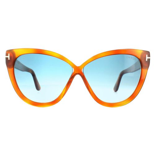Womens Cat Eye Blonde Havana Blue Gradient Sunglasses - - One Size - Tom Ford - Modalova