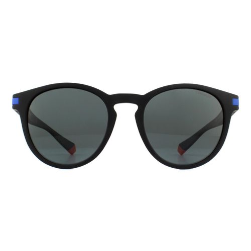Round Matte Blue Grey Polarized Sunglasses - One Size - Polaroid - Modalova