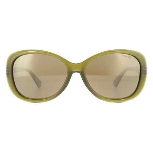 Womens Fashion Olive Grey Gold Mirror Polarized Sunglasses - - One Size - Polaroid - Modalova