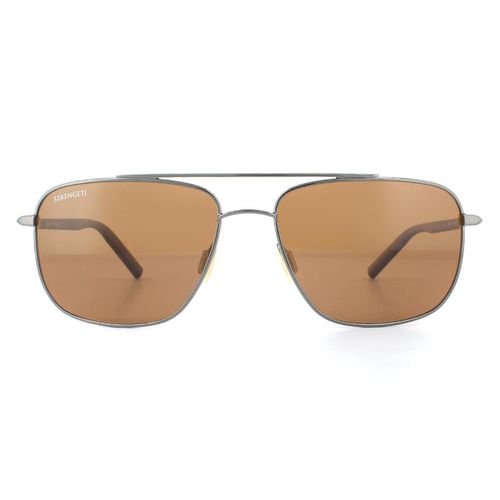 Aviator Shiny Gunmetal Dark Mineral Polarized Drivers Sunglasses - One Size - Serengeti - Modalova