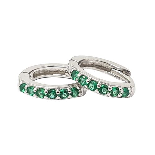 Womens Emerald May Birthstone Small Silver Huggie Hoops - - One Size - NastyGal UK (+IE) - Modalova