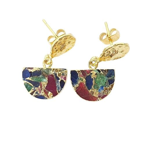 Womens Statement Ruby Sapphire Emerald Gemstone Earrings - - One Size - Harfi - Modalova