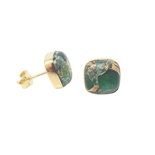 Womens Emerald May Birthstone Gold Plated Stud Earrings - - One Size - Harfi - Modalova