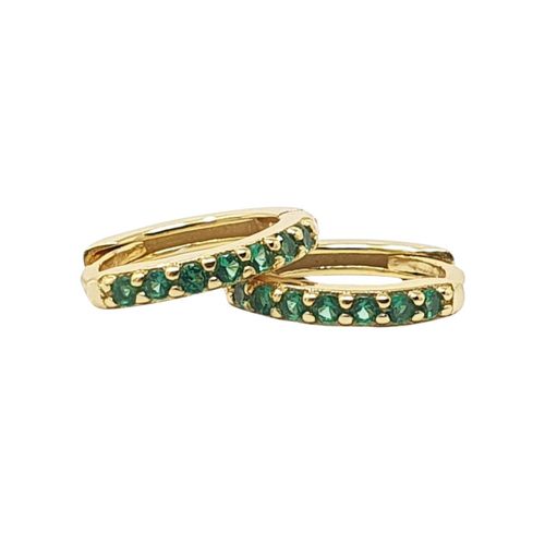Womens Emerald May Birthstone Small Huggie Hoop Earrings - - One Size - Harfi - Modalova