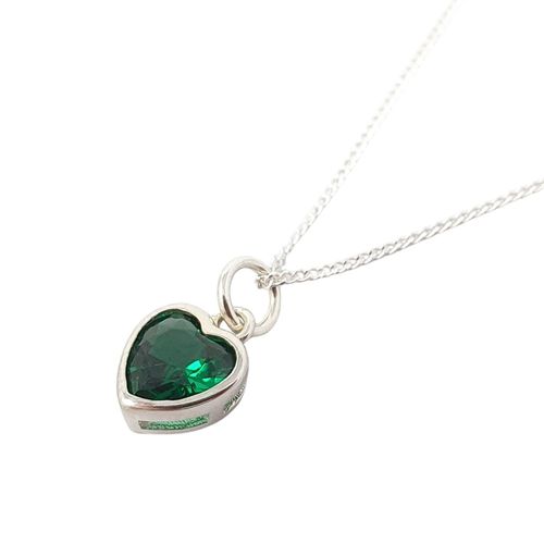 Womens Mini Heart Silver Emerald May Birthstone Necklace - - 18 inches - Harfi - Modalova