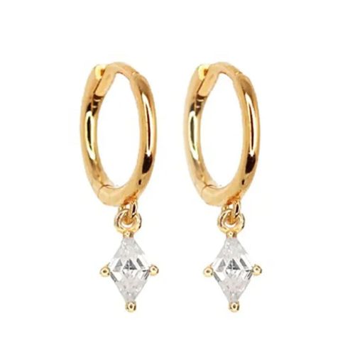Womens Delicate Dangle Diamond April Birthstone Hoop Earrings - - One Size - Harfi - Modalova