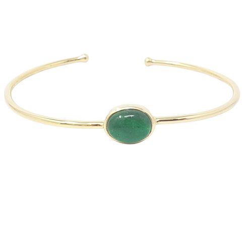 Womens Emerald May Birthstone Gold Plated Bangle Bracelet - - One Size - Harfi - Modalova