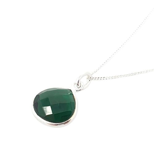 Womens Emerald May Birthstone Sterling Silver Pendant Charm Necklace - - 18 inches - Harfi - Modalova