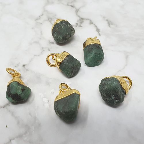 Womens Raw Emerald Gold Plated May Birthstone Pendant - - One Size - Harfi - Modalova