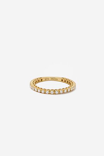 Womens Gold Thin Ring For Stacking With Scalloped Round Stones - - O - MUCHV - Modalova