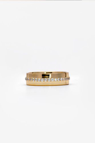 Womens Gold Thick Cigar Ring Band With Stones - - M - MUCHV - Modalova