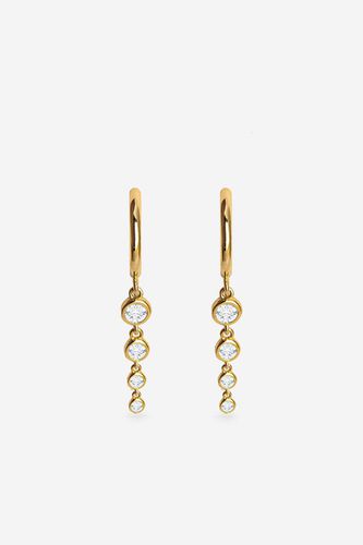Womens Gold Dangle Hoop Earrings With Round Charms - - One Size - MUCHV - Modalova