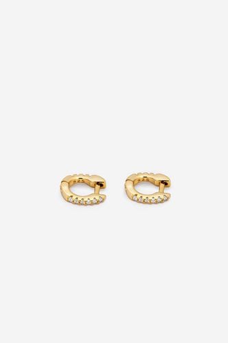 Womens Gold Tiny Helix or Tragus Hoop Earrings with Stones - - One Size - MUCHV - Modalova