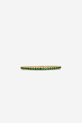 Womens Thin Gold Ring With Onyx Green Stones - - O - MUCHV - Modalova