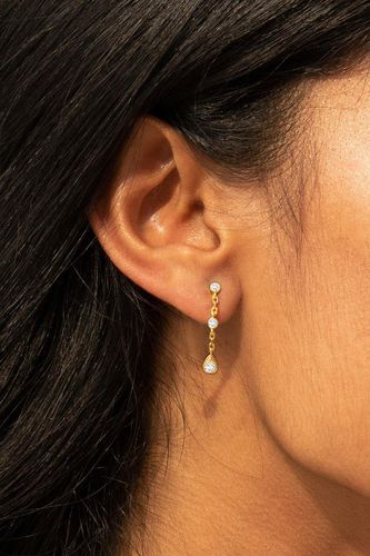 Womens Gold Dangle Chain Earrings With White Stones - - One Size - NastyGal UK (+IE) - Modalova