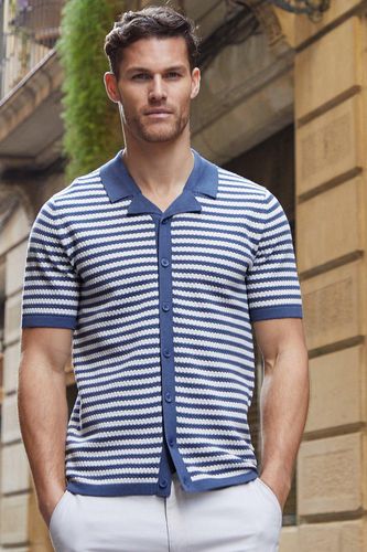Coniston' Cotton Mix Striped Short Sleeve Knitted Shirt - - XL - Threadbare - Modalova